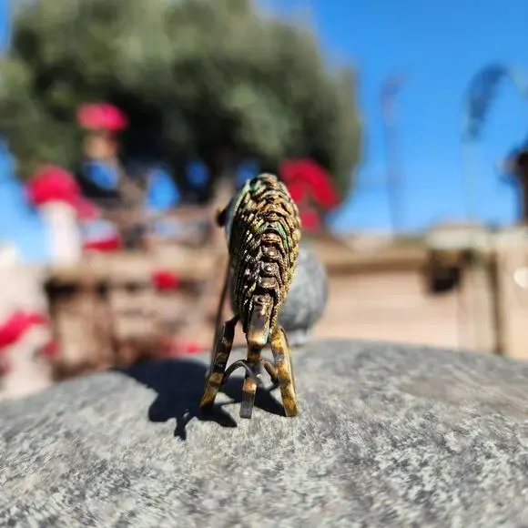 Vtg Old Chinese Export Fish Figurine Sterling Silver Gilt Cloisonne Articulated - Picture 7 of 16